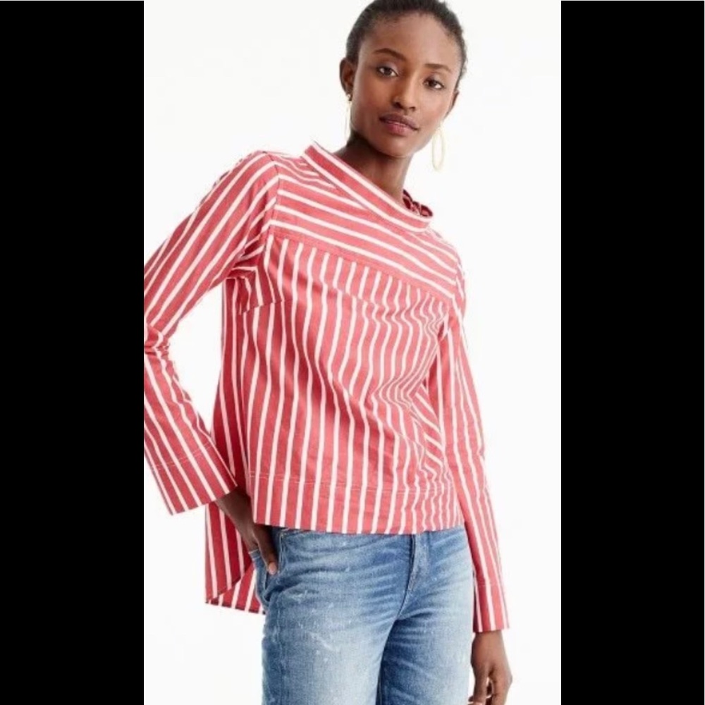 NWT J Crew Funnelneck Striped Shirt